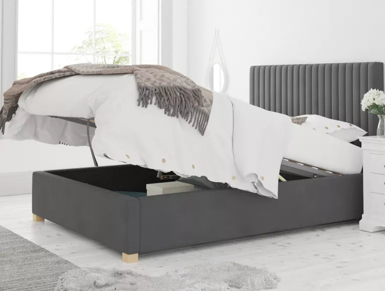 Levisham Ottoman Plush Velvet Steel Bed Frame Only – view 5