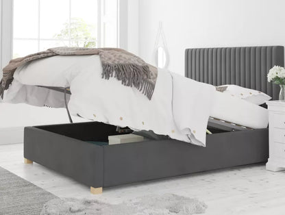 Levisham Ottoman Plush Velvet Steel Bed Frame Only – view 5