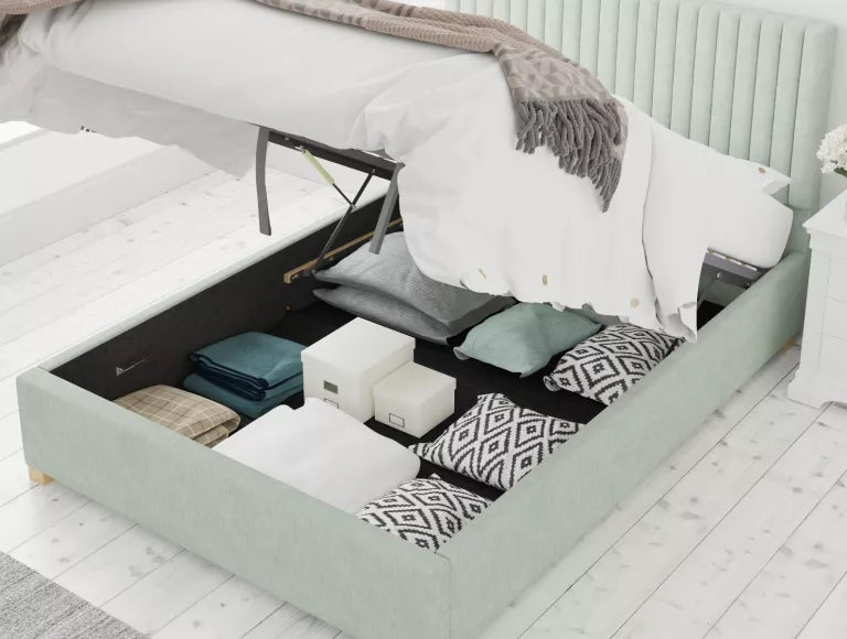 Levisham Ottoman Pastel Cotton Eau De Nil Bed Frame Only
