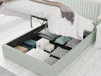 Levisham Ottoman Pastel Cotton Eau De Nil Bed Frame Only