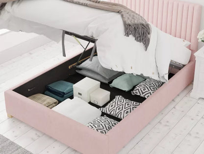 Levisham Ottoman Pastel Cotton Tea Rose Bed Frame Only – view 2