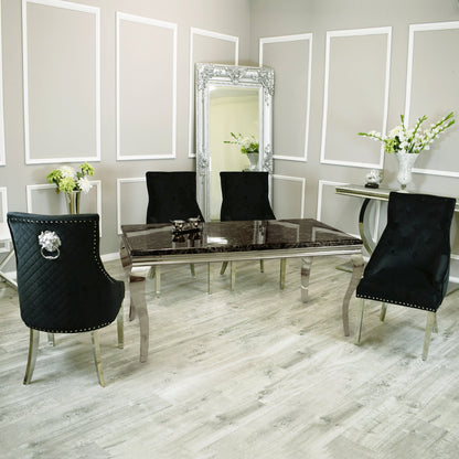 Arial 1.8m Dining Table Set With Black Chairs