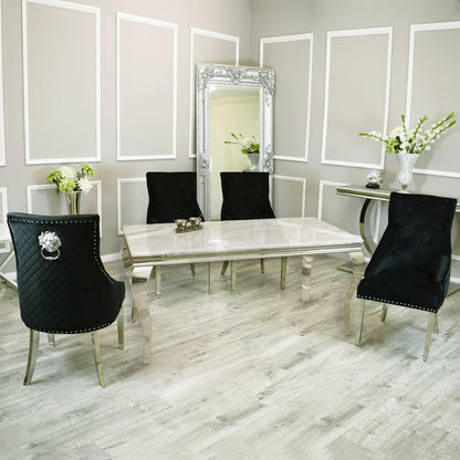 Arial 1.8m Dining Table Set With Black Chairs