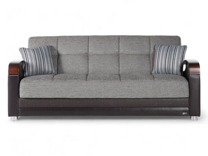 Luna Sleeper Sofa Bed – 87" Wide with Wooden Arms | Mid-Century Modern Convertible Sofa