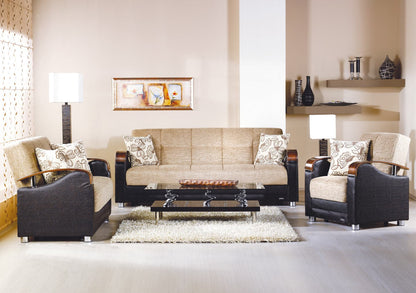 Luna Sleeper Sofa Bed – 87" Wide with Wooden Arms | Mid-Century Modern Convertible Sofa