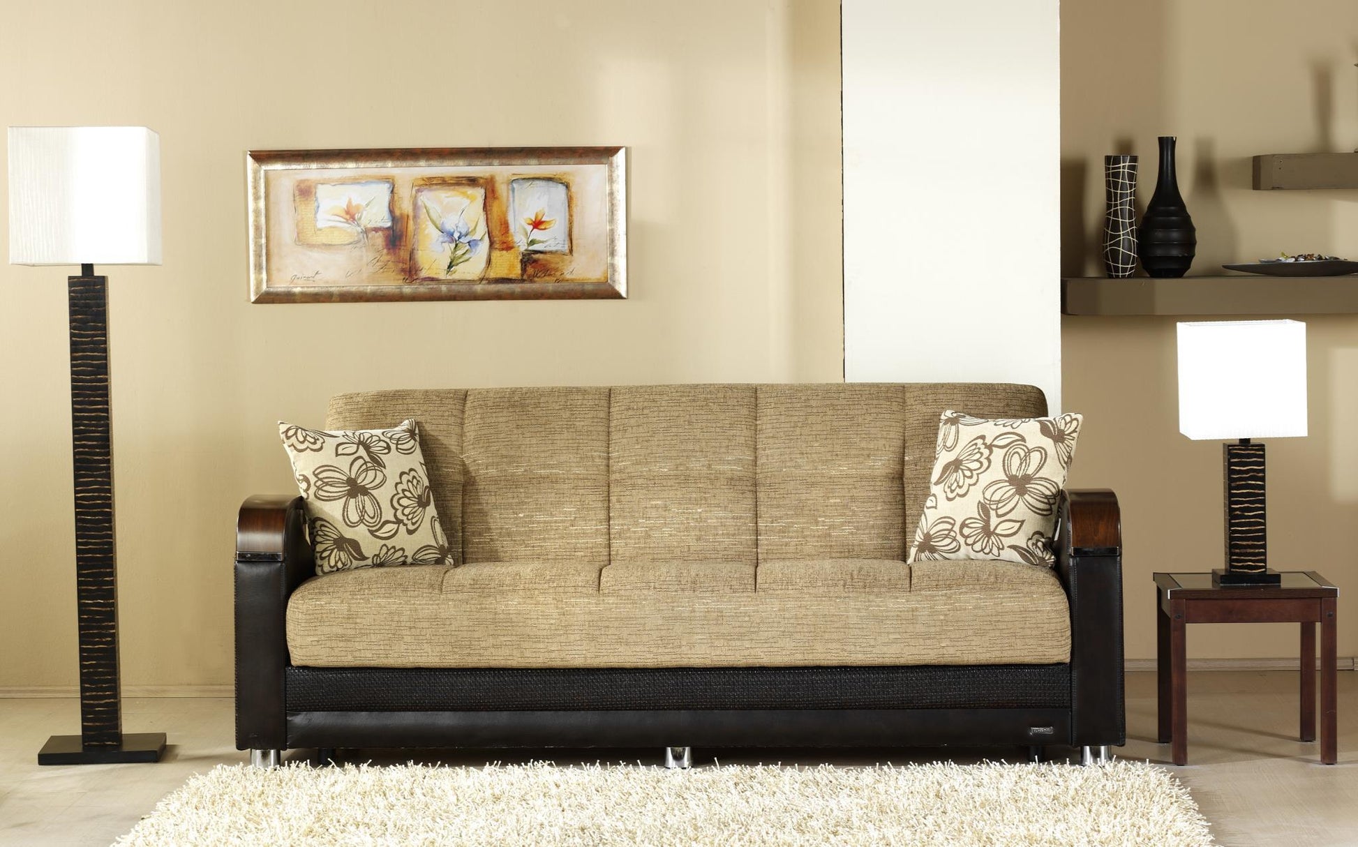Luna Sleeper Sofa Bed – 87" Wide with Wooden Arms | Mid-Century Modern Convertible Sofa – view 13