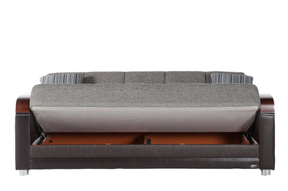 Luna Sleeper Sofa Bed – 87" Wide with Wooden Arms | Mid-Century Modern Convertible Sofa