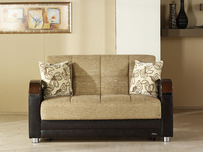 Luna Sleeper Sofa Bed – 87" Wide with Wooden Arms | Mid-Century Modern Convertible Sofa