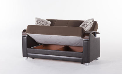 Luna Sleeper Sofa Bed – 87" Wide with Wooden Arms | Mid-Century Modern Convertible Sofa