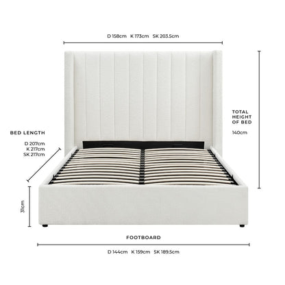 Madison Bouclé Ottoman Storage Bed - Off White