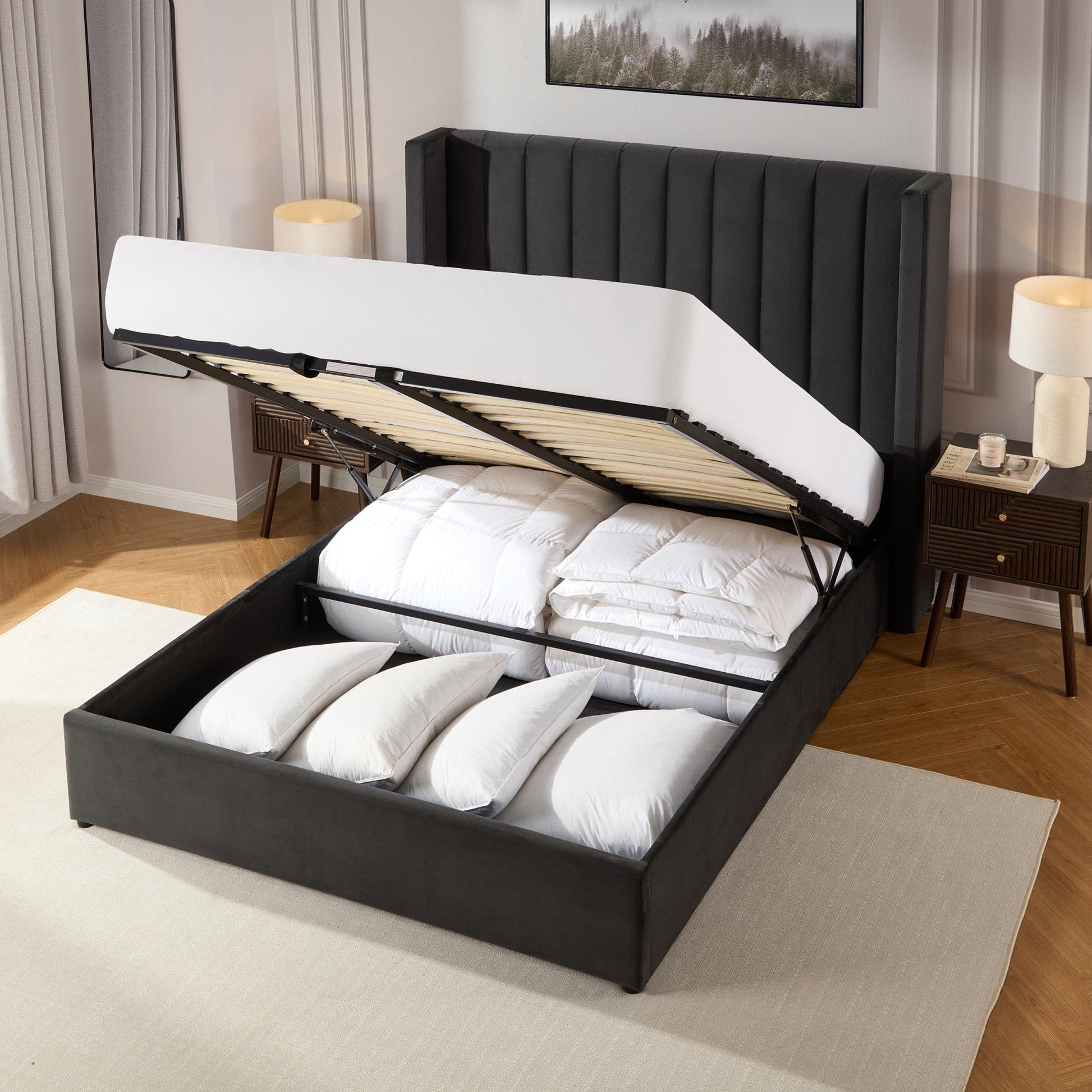 Madison Ottoman Storage Bed - Ink