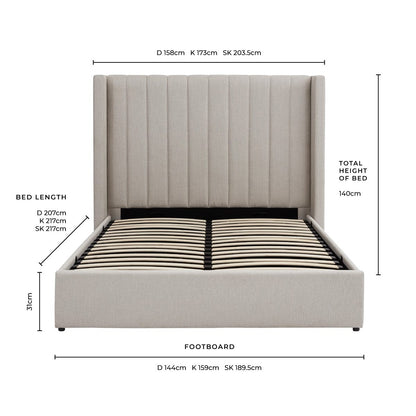 Madison Ottoman Storage Bed - Stone Grey