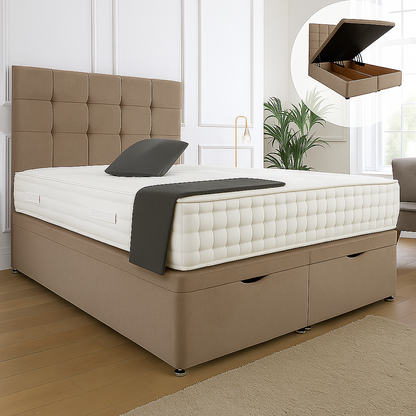Kensington Ottoman End Lift Storage Divan Bed - Optional Headboard