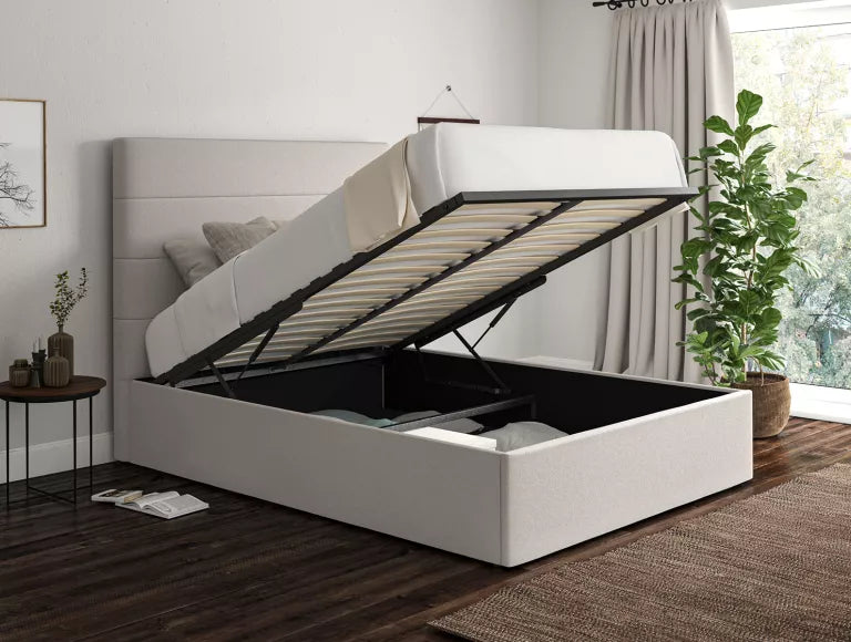 Milano Arran Natural Upholstered Ottoman Bed Frame Only