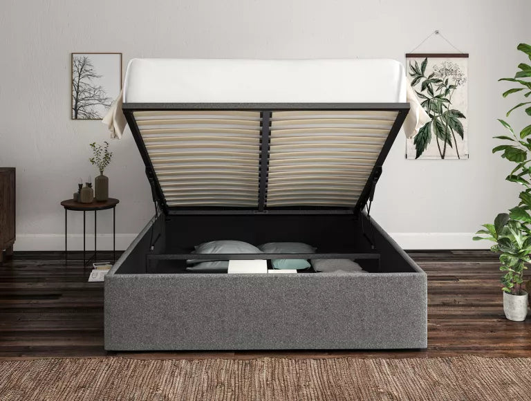 Milano Arran Pebble Upholstered Ottoman Bed Frame Only