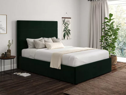 Milano Hugo Bottle Green Upholstered Ottoman Bed Frame Only