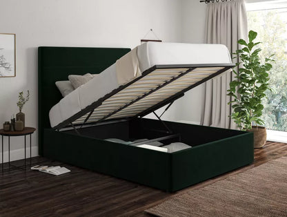 Milano Hugo Bottle Green Upholstered Ottoman Bed Frame Only