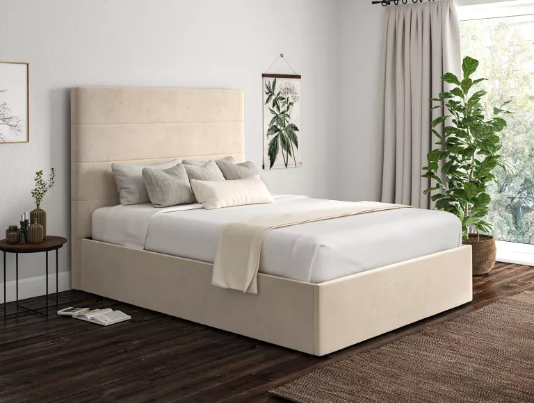 Milano Hugo Ivory Upholstered Ottoman Bed Frame Only