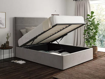Milano Hugo Platinum Upholstered Ottoman Bed Frame Only
