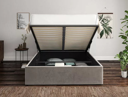 Milano Hugo Platinum Upholstered Ottoman Bed Frame Only