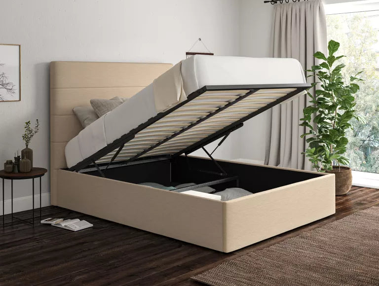 Milano Linea linen Upholstered Ottoman Bed Frame Only