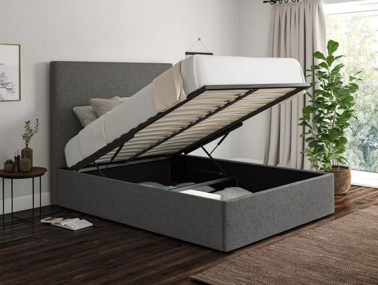 Napoli Arran Pebble Upholstered Ottoman Bed Frame Only