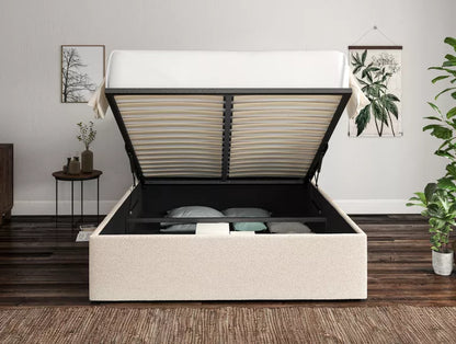Napoli Boucle Ivory Upholstered Ottoman Bed Frame Only