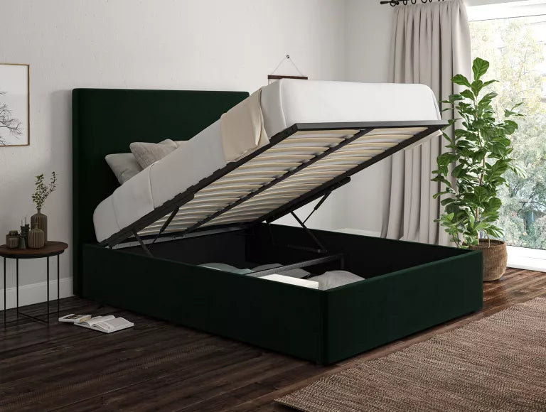 Napoli Hugo Bottle Green Upholstered Ottoman Bed Frame Only – view 5