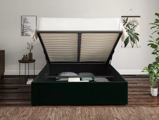 Napoli Hugo Bottle Green Upholstered Ottoman Bed Frame Only – view 2