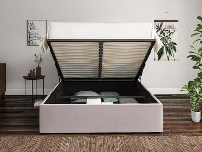 Napoli Hugo Dove Upholstered Ottoman Bed Frame Only