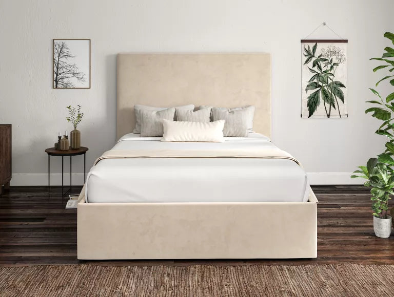Napoli Hugo Ivory Upholstered Ottoman Bed Frame Only