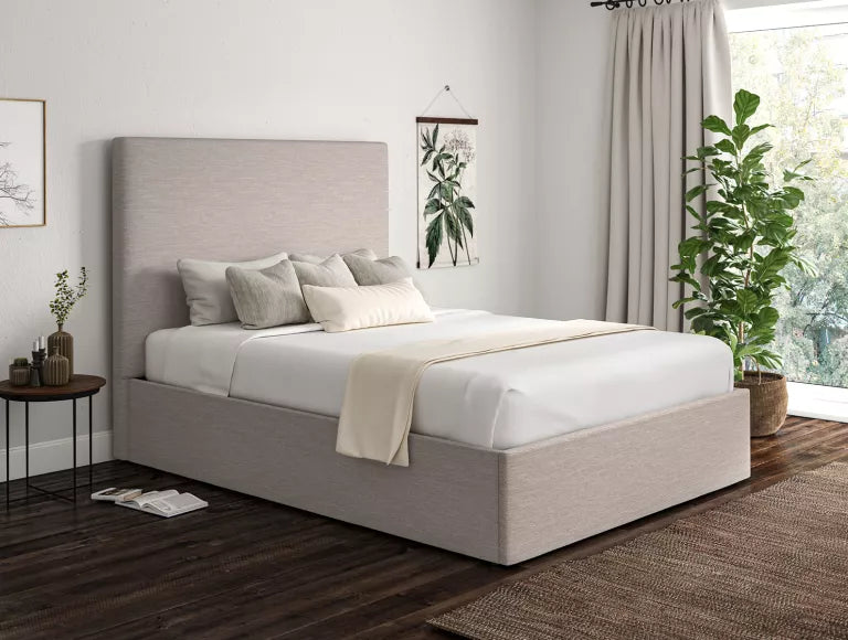Napoli Linea Fog Upholstered Ottoman Bed Frame Only