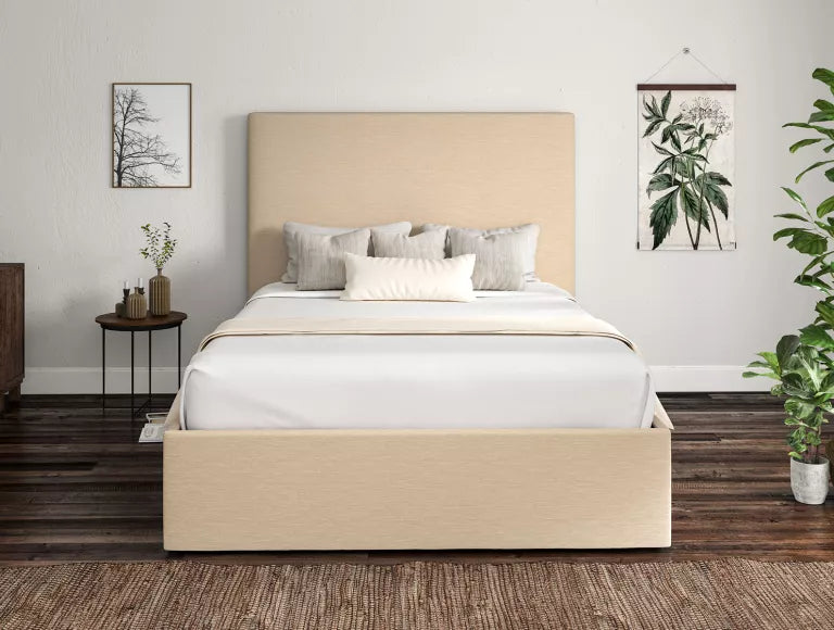 Napoli Linea Linen Upholstered Ottoman Bed Frame Only