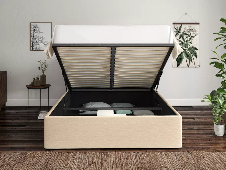 Napoli Linea Linen Upholstered Ottoman Bed Frame Only