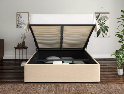 Napoli Linea Linen Upholstered Ottoman Bed Frame Only