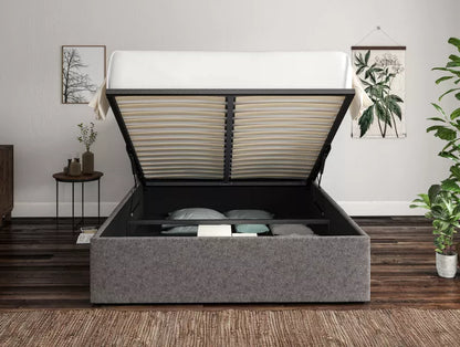 Napoli Trebla Charcoal Upholstered Ottoman Bed Frame Only