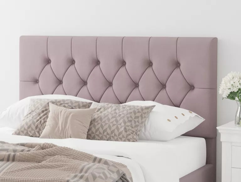 York Ottoman Plush Velvet Blush Bed Frame Only