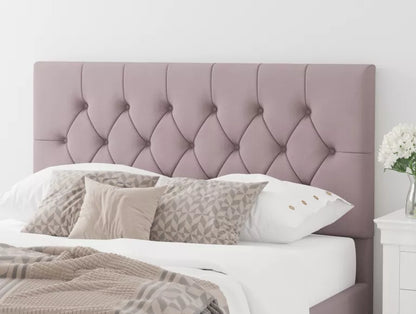 York Ottoman Plush Velvet Blush Bed Frame Only