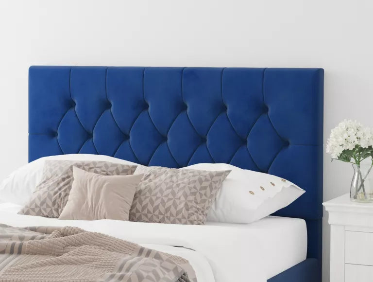 York Ottoman Plush Velvet Navy Bed Frame Only