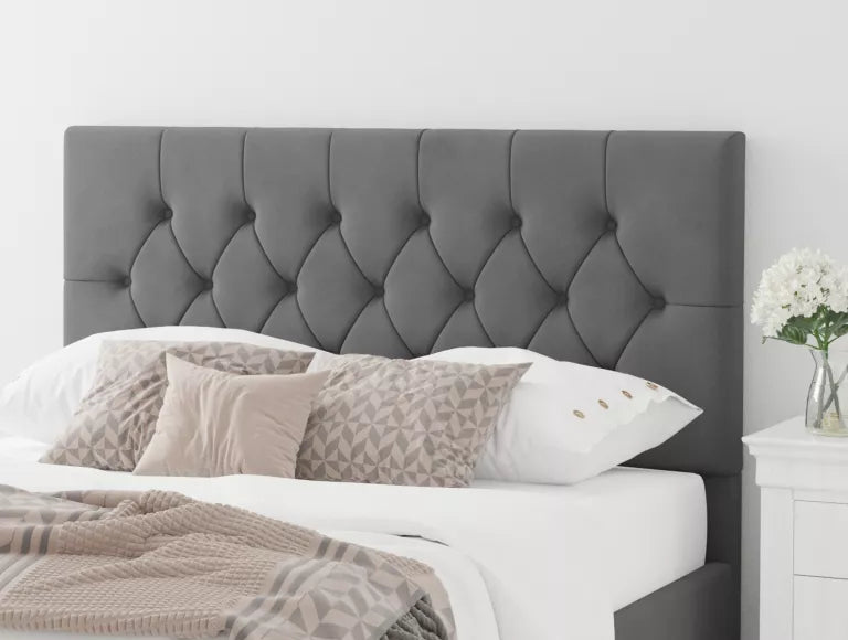 York Ottoman Plush Velvet Steel Bed Frame Only