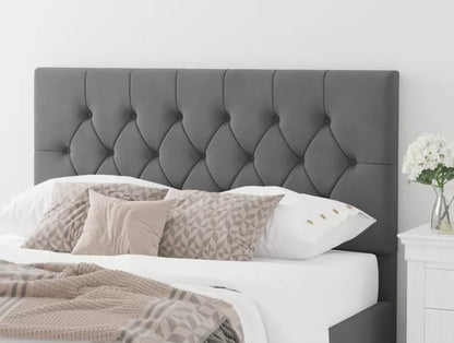 York Ottoman Plush Velvet Steel Bed Frame Only