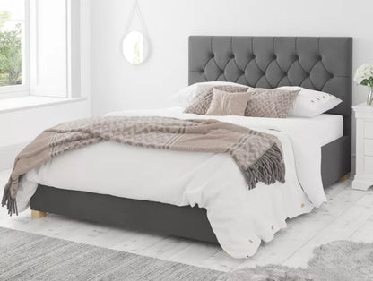 York Ottoman Plush Velvet Steel Bed Frame Only