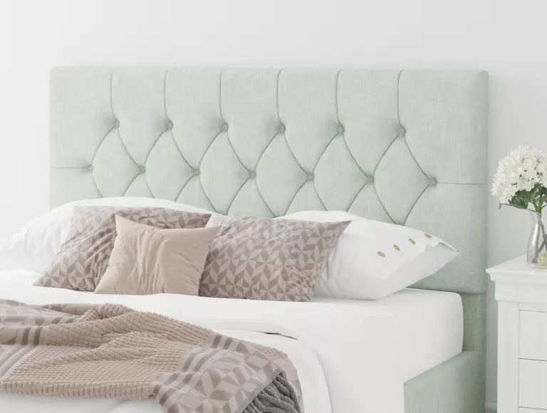 York Ottoman Pastel Cotton Eau De Nil Bed Frame Only