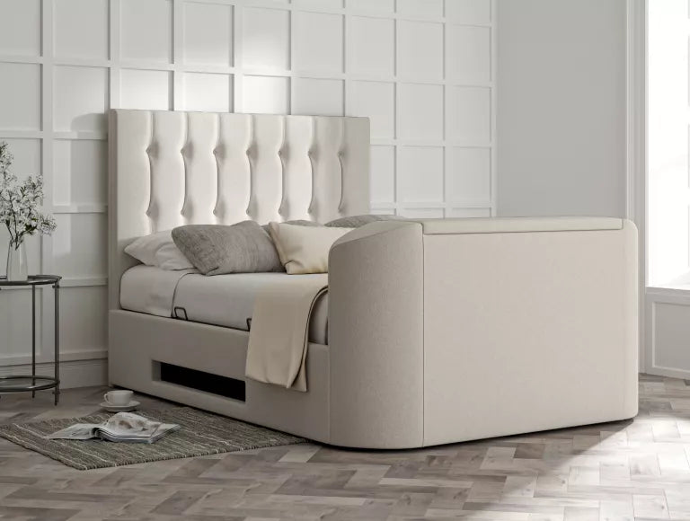 Dorchester Upholstered Arran Natural Ottoman TV Bed - Bed Frame Only