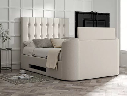 Dorchester Upholstered Arran Natural Ottoman TV Bed - Bed Frame Only
