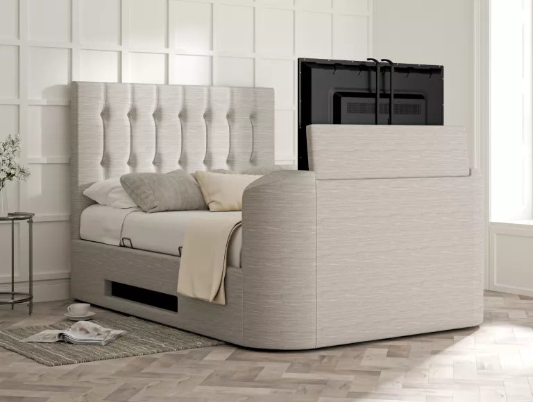 Dorchester Upholstered Linea Fog Ottoman TV Bed – view 6