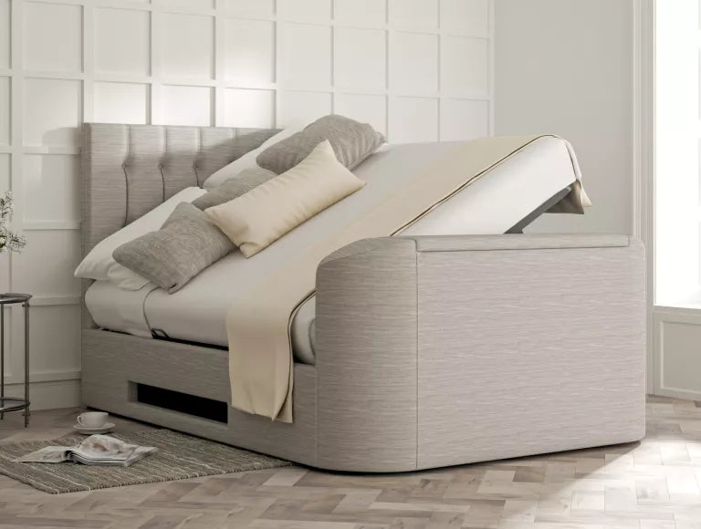 Dorchester Upholstered Linea Fog Ottoman TV Bed – view 5