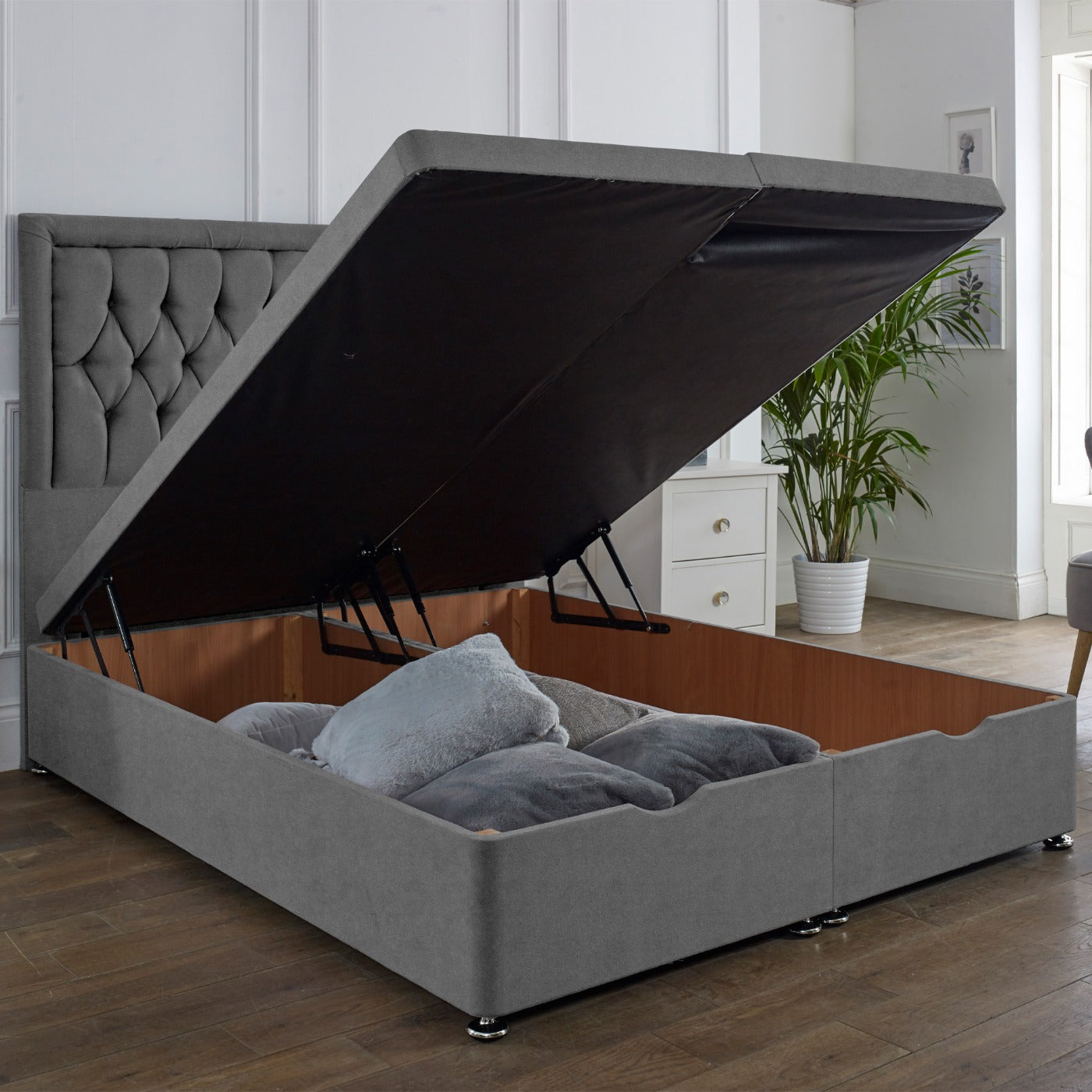 Windsor Ottoman End Lift Storage Divan Bed - Optional Headboard