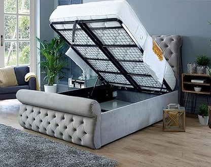 Small Double Bed Frame - Chesterfield Scroll Bed