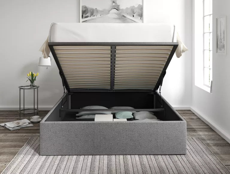Turin Arran Pebble Upholstered Ottoman Bed Frame Only